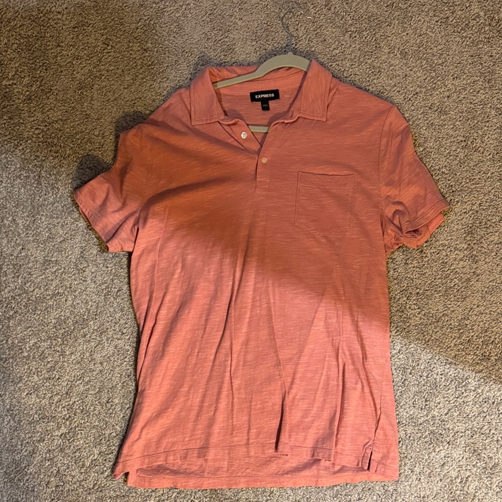 Express Men's Coral Polo Shirt